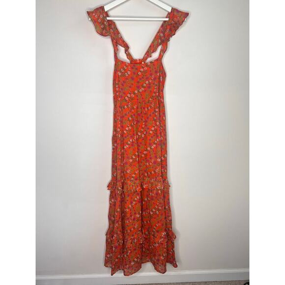 BANJANAN Penelope Dress Boundless Floral Flame Womens Size XS - Picture 3 of 13